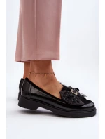 Dámské lakované mokasíny s mašlí model 21648033 černé - Laura Messi