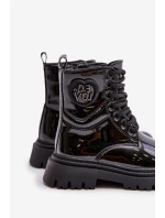 Lakované boty dívčí zateplené kožešinou na zip černé model 21672490 - Boto Lakované boty dívčí zateplené kožešinou na zip černé model 21672490 - Boto