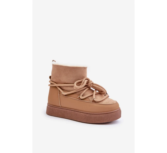 Śniegowce Damskie Na Platformie Ocieplane Futerkiem Camel Aziara Śniegowce Damskie Na Platformie Ocieplane Futerkiem Camel Aziara