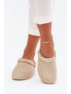 Piankowe Klapki Chodaki Damskie Beżowe Faylina