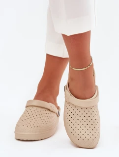 Piankowe Klapki Chodaki Damskie Beżowe Faylina