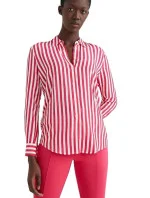 Dámska košeľa z viskózy W WW0WW31990 Červená a biela - Tommy Hilfiger