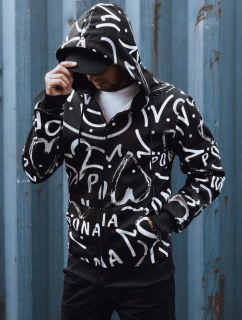 Pánska mikina na zips s kapucňou čierna FashionStreet BX5809