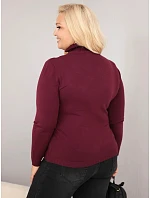 Dámský viskózový svetr Plus Size s rolákem v klasickém střihu švestkový