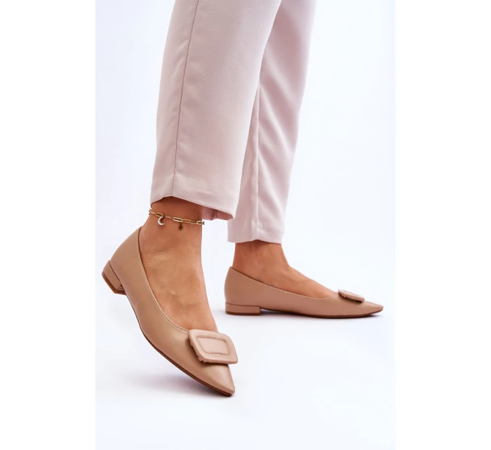 Klasyczne Baleriny Z Ozdobą Beżowe Rivea