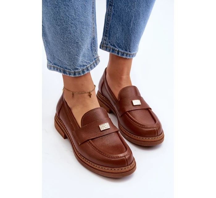 Zazoo 20165 Skórzane Mokasyny Damskie Brązowe
