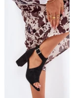 Sandále s perforovaným vzorom na podpätku Eco Suede Black Helori