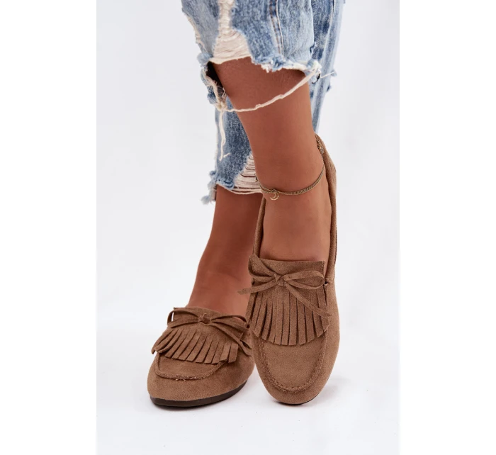 Dámske mokasíny s strapcami - svetlohnedé Janelisse Dámske mokasíny s strapcami - svetlohnedé Janelisse