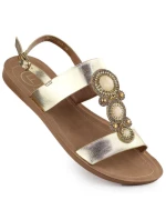 Dámské ploché sandály se zlatou ozdobou model 21905013 - FILIPPO