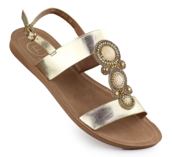 Dámské ploché sandály se zlatou ozdobou model 21905013 - FILIPPO