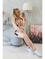 Športová sada s pruhmi tmavo púdrovo ružová