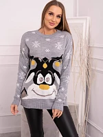 Vianočný sveter so sobom šedý