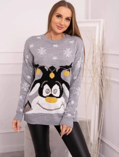 Vánoční svetr se model 18748083 šedý - K-Fashion