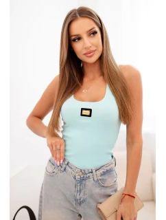 Dámske pruhované tielko s ozdobnou aplikáciou light mint