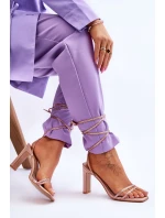 Eleganckie Wiązane Sandały Z Dżetami Nude Nessy Eleganckie Wiązane Sandały Z Dżetami Nude Nessy