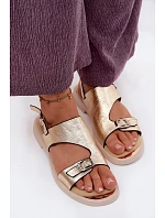 Kožené dámské nízké zlaté sandály Vinceza 86434