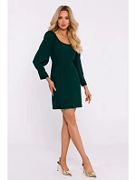 M836 Mini šaty so štvorcovým výstrihom - fľaškovo zelené