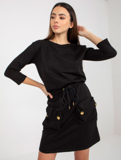 Čierne mini mikinové šaty s lemom od OCH BELLA