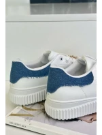 Nízke tenisky z ekokože s odznakmi bielej a modrej farby Cillione Nízke tenisky z ekokože s odznakmi bielej a modrej farby Cillione