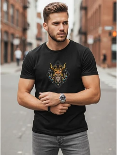 Pánske bavlnené tričko Viking black FashionStreet NX0144R