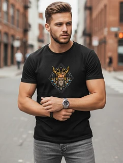 Pánske bavlnené tričko Viking black FashionStreet NX0144R