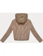 Krátká béžová zimní bunda s ozdobnou kapucí model 21248205 - S'WEST Krátká béžová zimní bunda s ozdobnou kapucí model 21248205 - S'WEST