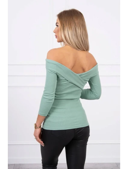 Blúzka s výstrihom do V tmavo mätová Blúzka s výstrihom do V tmavo mätová