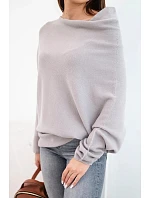 Dámský asymetrický viskózový svetr typu model 22281551 cappuccino - K-Fashion Dámský asymetrický viskózový svetr typu model 22281551 cappuccino - K-Fashion