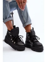 Zazoo 3416 Skórzane Damskie Buty Sportowe Czarne