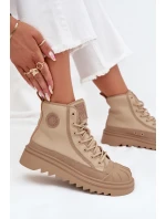 Wysokie Trampki Damskie Ocieplane Big Star OO274A356 Beżowe