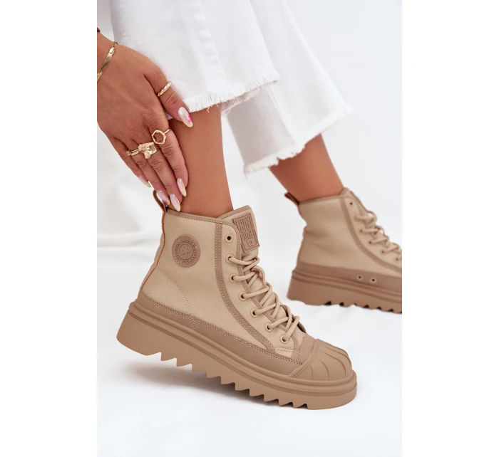 Wysokie Trampki Damskie Ocieplane Big Star OO274A356 Beżowe
