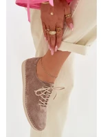 Dámské polobotky z přírodního semiše model 22013896 tmavě béžové - S.Barski Dámské polobotky z přírodního semiše model 22013896 tmavě béžové - S.Barski