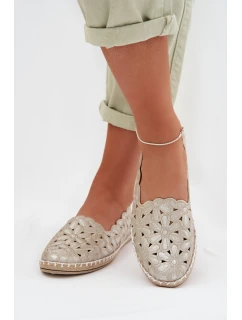 Dámské nazouvací baleríny s květinami zlaté model 22026526 - EVENTO