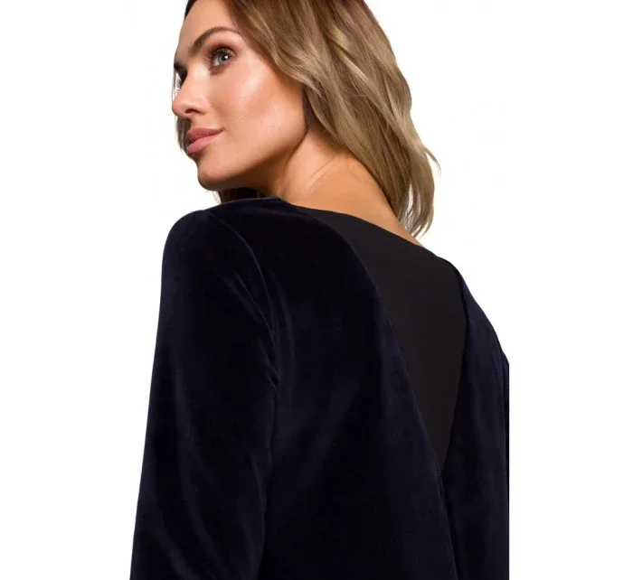 model 15107473 Sametové šaty uvolněného střihu černé - Moe model 15107473 Sametové šaty uvolněného střihu černé - Moe