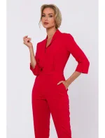 M751 Kombinéza so šálovým golierom - červená