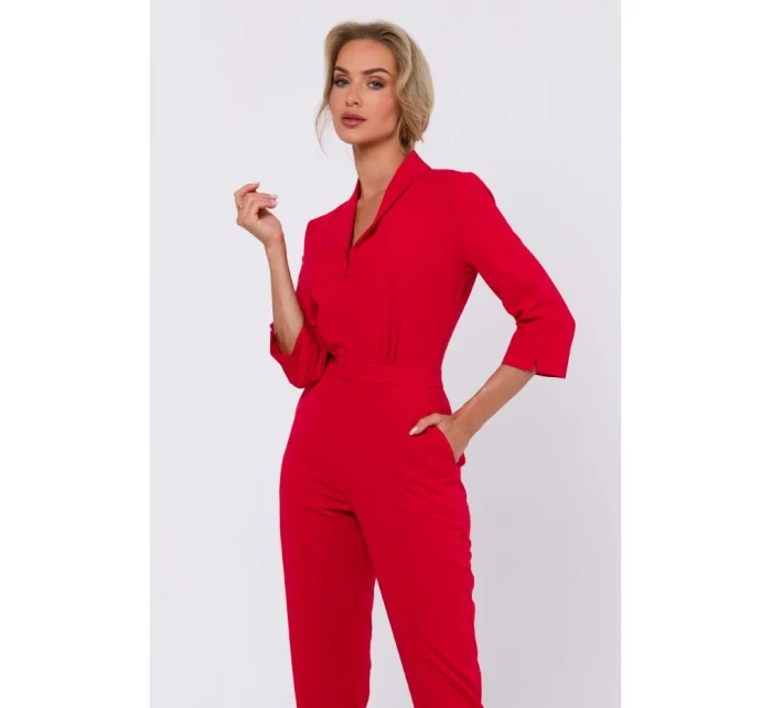 M751 Kombinéza so šálovým golierom - červená