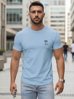 Pánske bavlnené tričko s klasickou modrou potlačou FashionStreet NX5105R