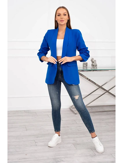 Bunda s klopou elegantní chrpově modrá