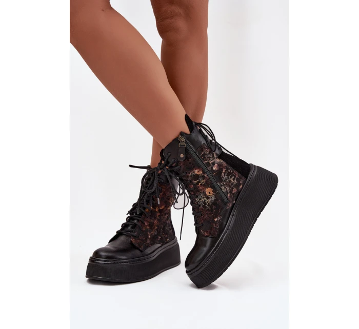 Skórzane Botki Na Platformie Maciejka 07086-01 Czarne