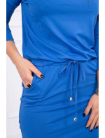Viskózové šaty so zaväzovaním v páse fialovo-modré