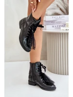 Lakované zateplené členkové topánky so zipsom S.Barski Black Lakované zateplené členkové topánky so zipsom S.Barski Black