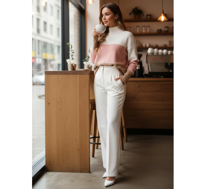 Dámsky sveter STRIPELO pink FashionStreet MY2417