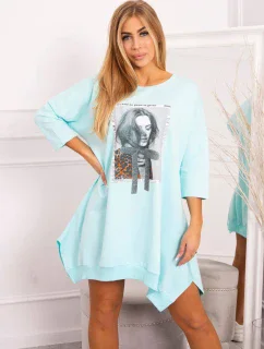 Šaty s potiskem a model 18744339 spodní částí mint - K-Fashion