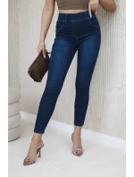 Tmavé džínsové nohavice s mašľou Tmavé džínsové nohavice s mašľou