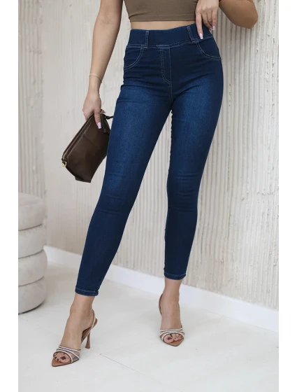 Tmavé džínsové nohavice s mašľou Tmavé džínsové nohavice s mašľou