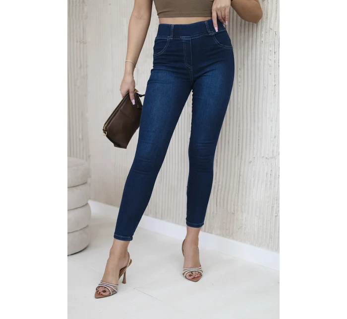 Tmavé džínsové nohavice s mašľou Tmavé džínsové nohavice s mašľou