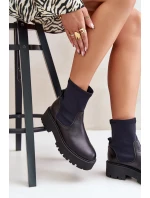 Zazoo 2947 Wsuwane Botki Damskie Ze Skóry Naturalnej Czarne