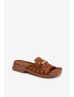 Semišové dámské pantofle model 22182191 Camel - Inblu Semišové dámské pantofle model 22182191 Camel - Inblu