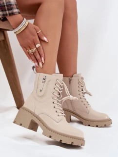 Dámske členkové topánky Vinceza so zateplením - béžové