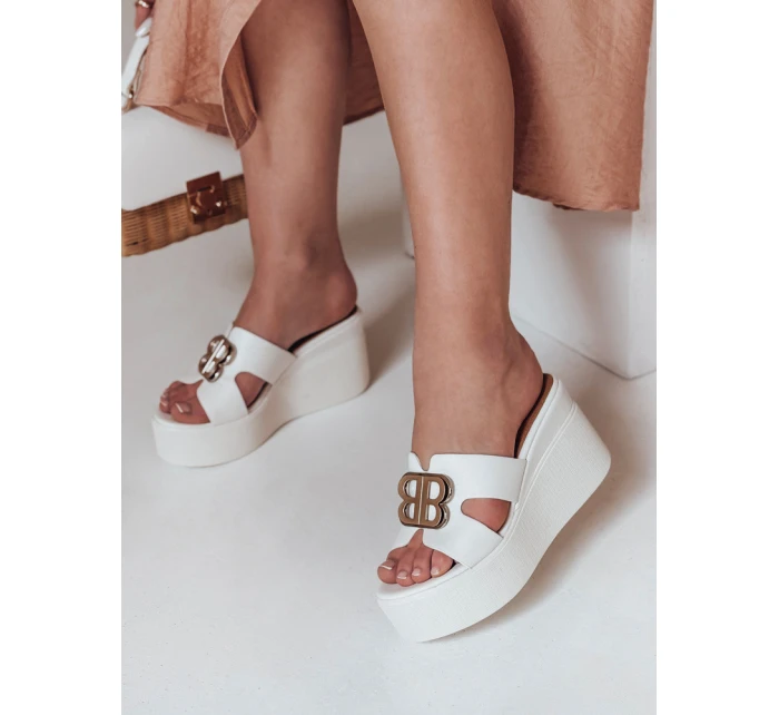 Dámske žabky na platforme PLATSIMA white FashionStreet ZY0758